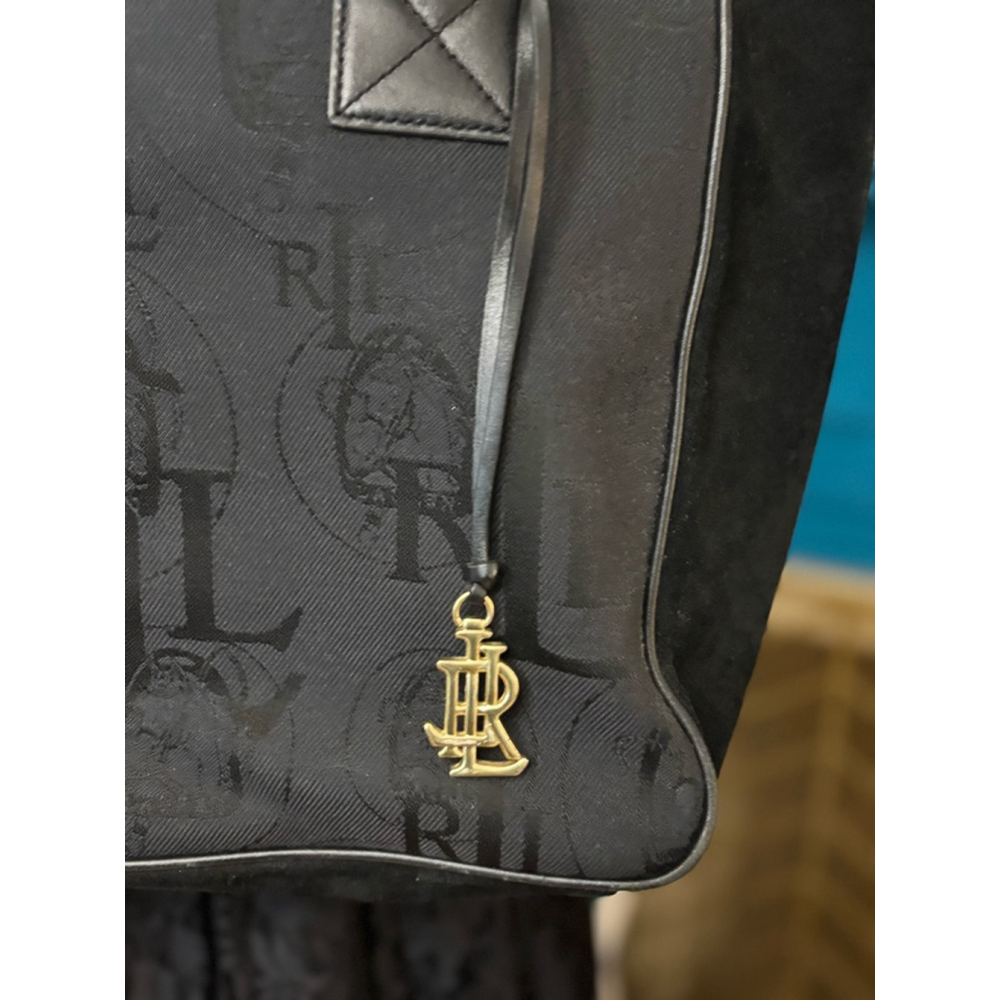Lauren Ralph Lauren Black Monogram Tote Bag Authentic - Picture 2 of 11